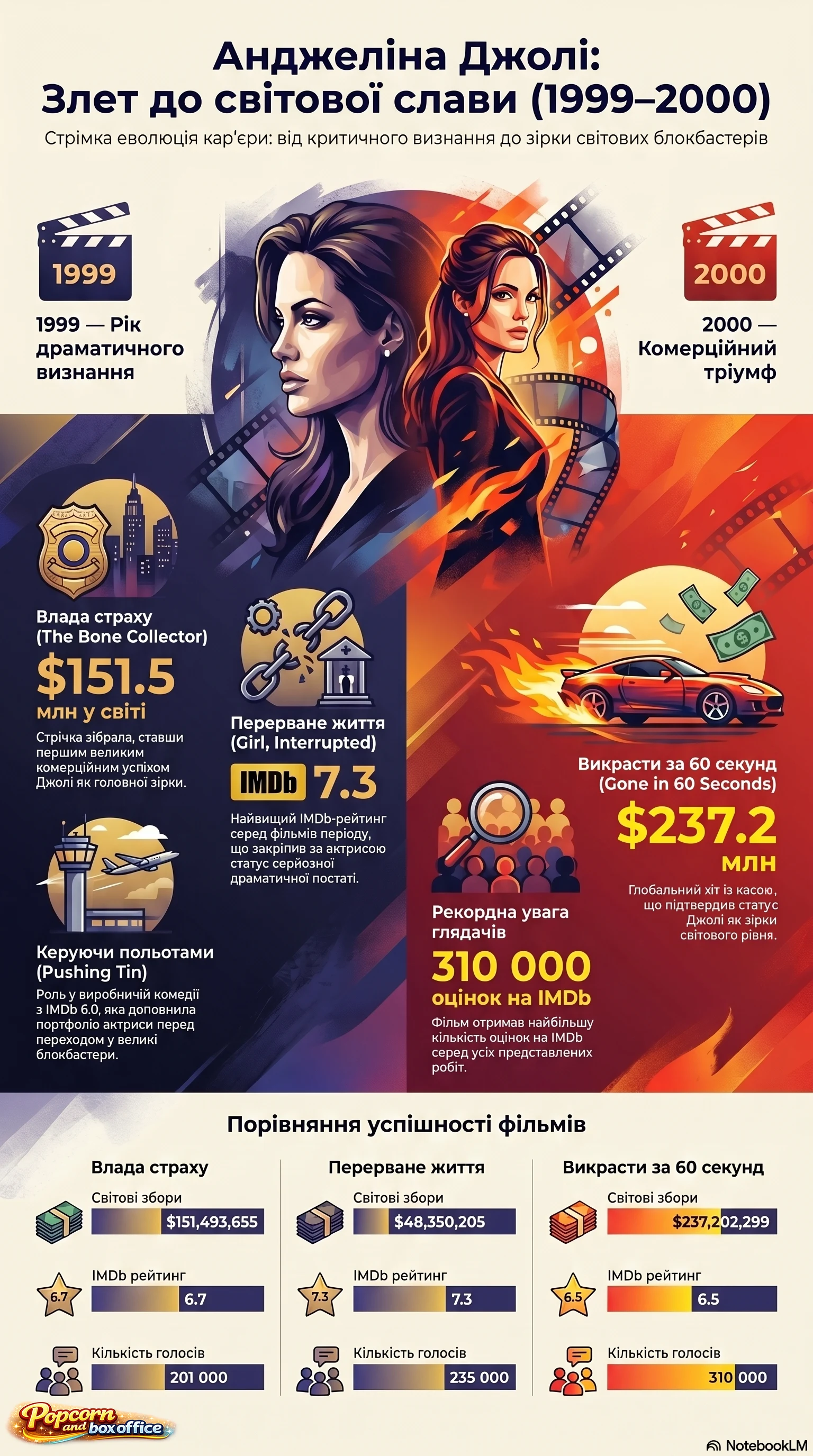 Анджеліна Джолі (2000) - інфографіка кар'єри