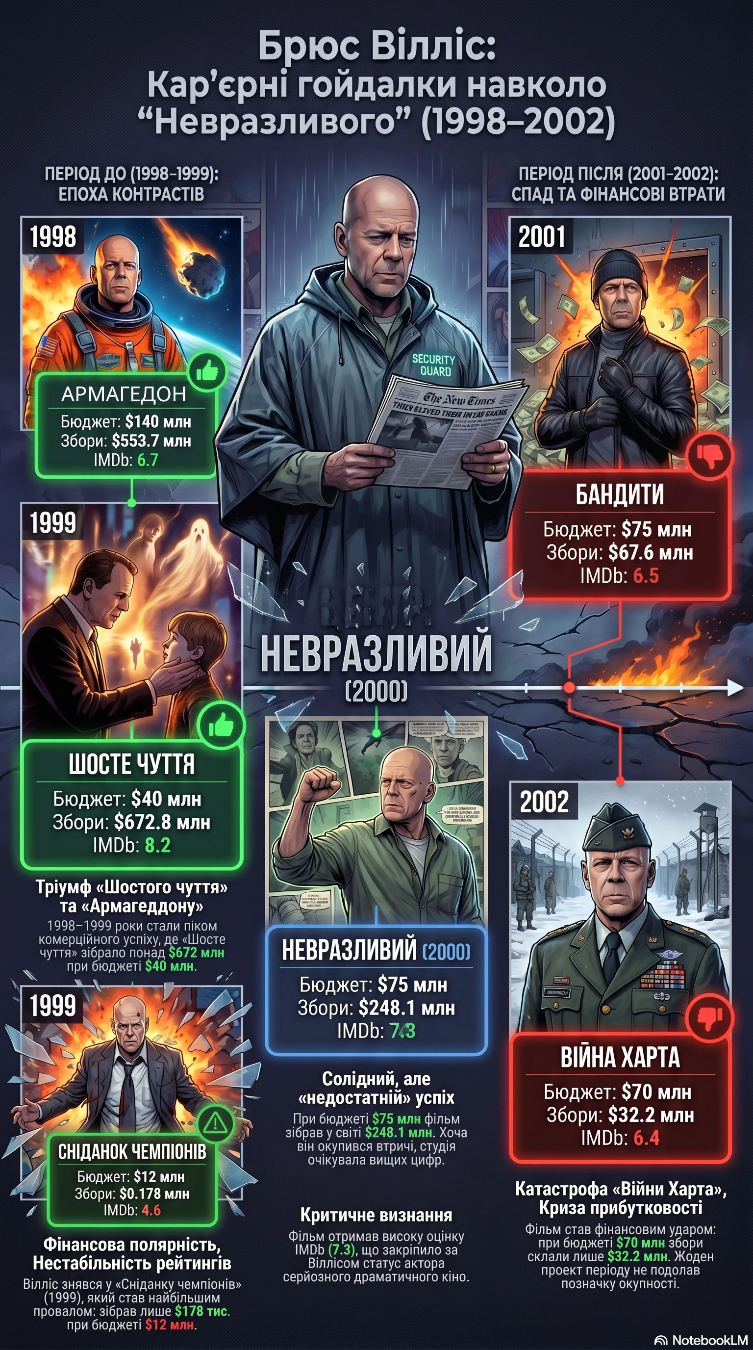 Брюс Вілліс (2000) - інфографіка кар'єри