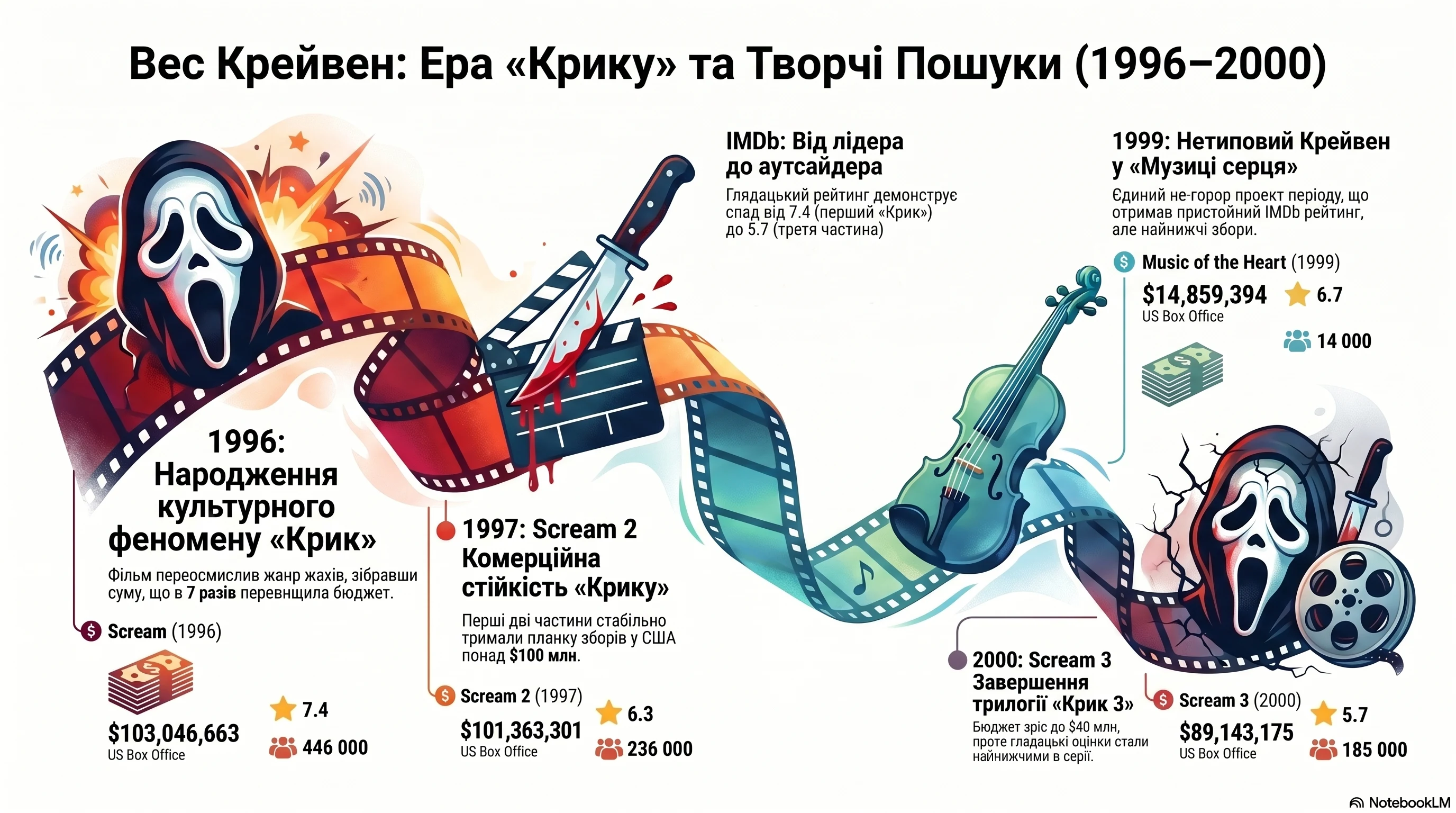 Вес Крейвен (2000) - інфографіка кар'єри