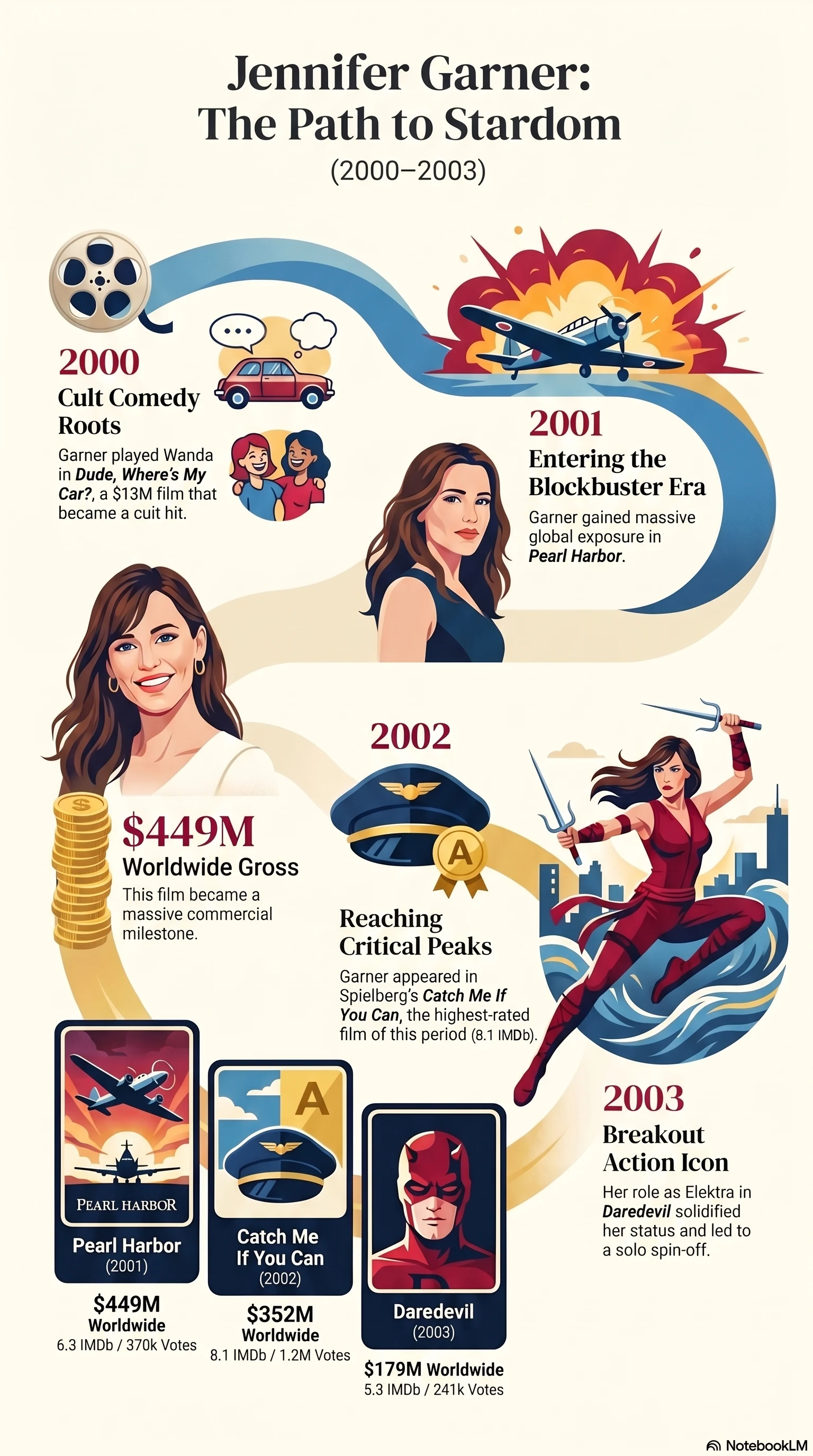 Jennifer Garner (2000) - career infographic
