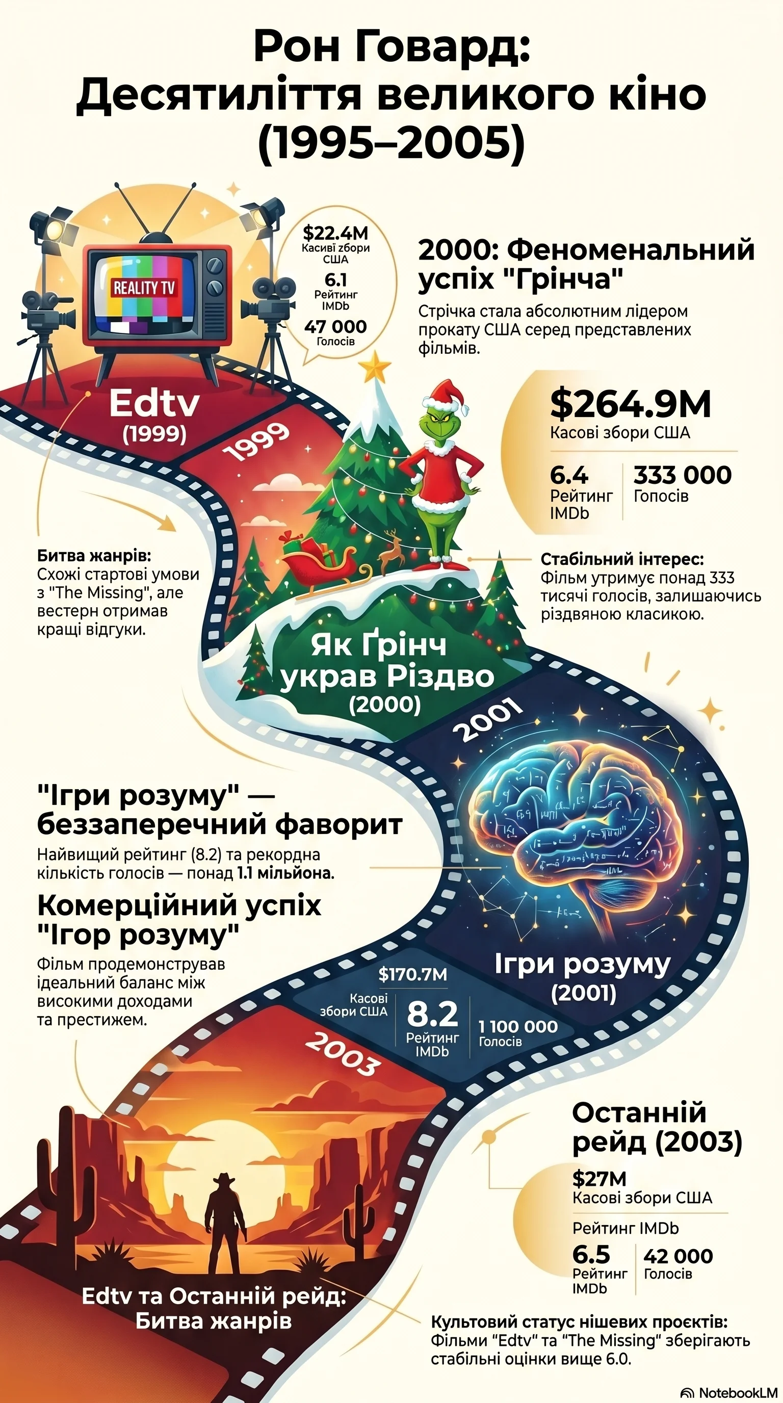Рон Говард (2000) - інфографіка кар'єри