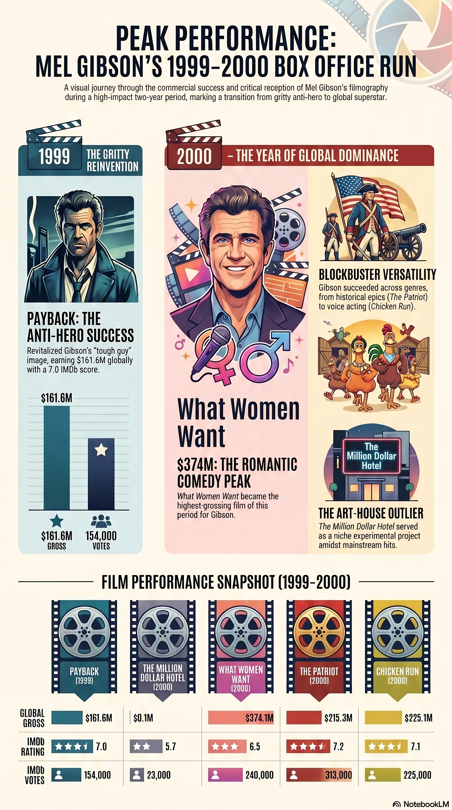 Mel Gibson (2000) - career infographic