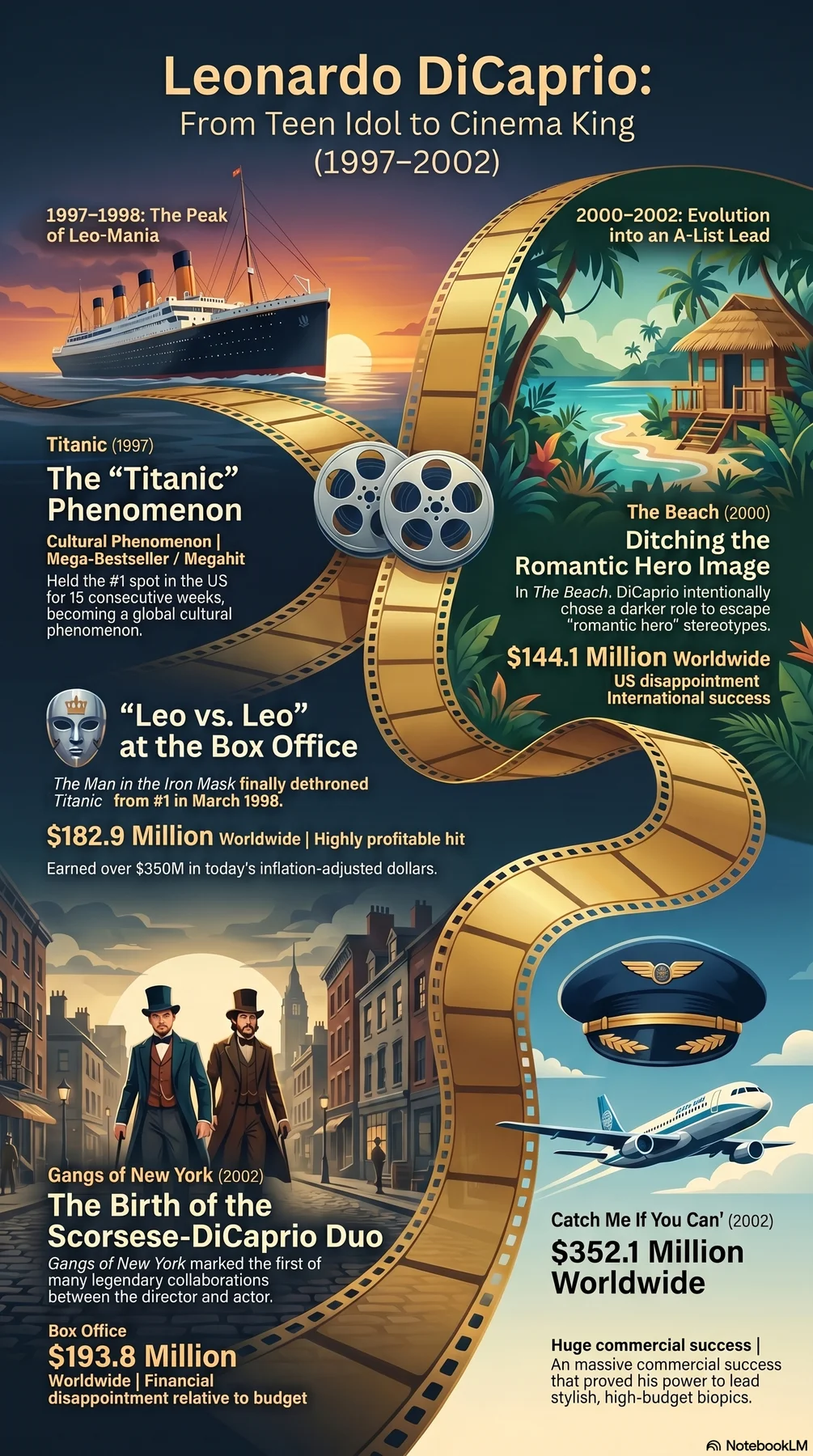 Leonardo DiCaprio (2000) - career infographic