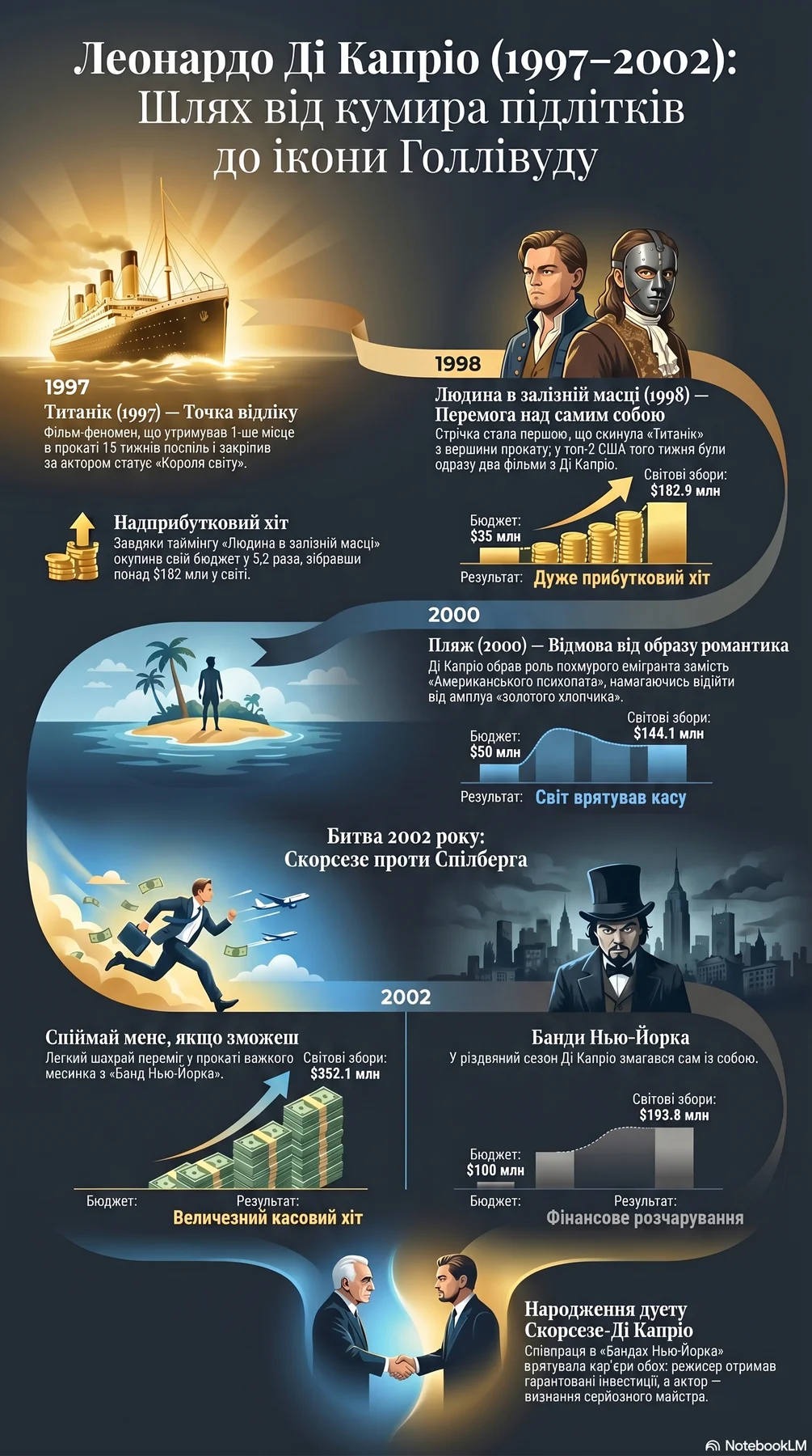 Леонардо Ді Капріо (2000) - інфографіка кар'єри