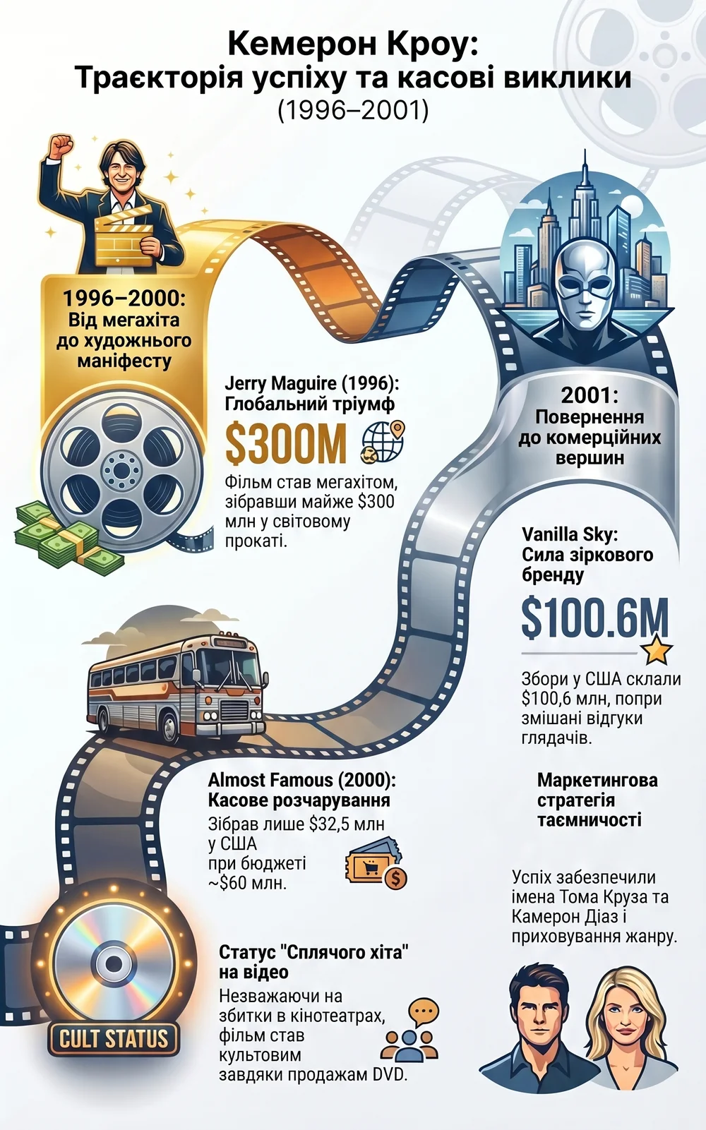 Кемерон Кроу (2000) - інфографіка кар'єри