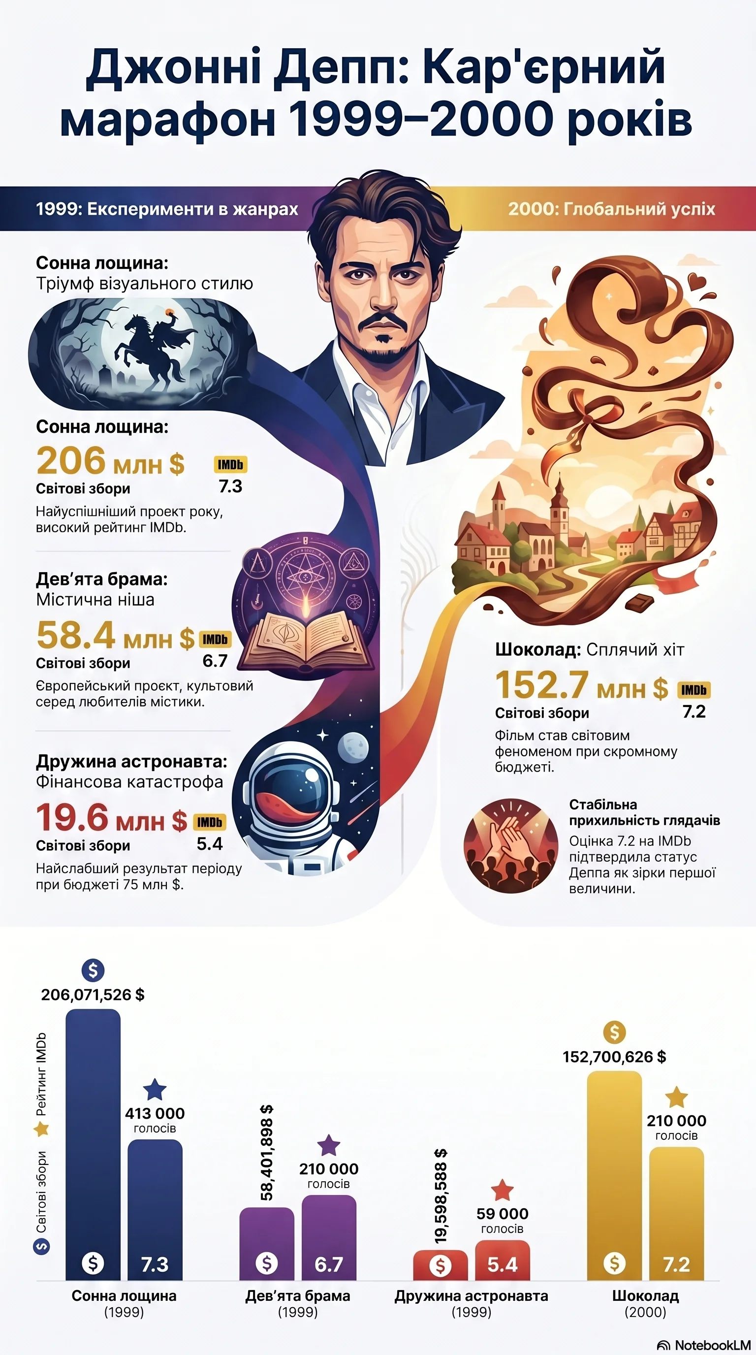 Джонні Депп (2000) - інфографіка кар'єри