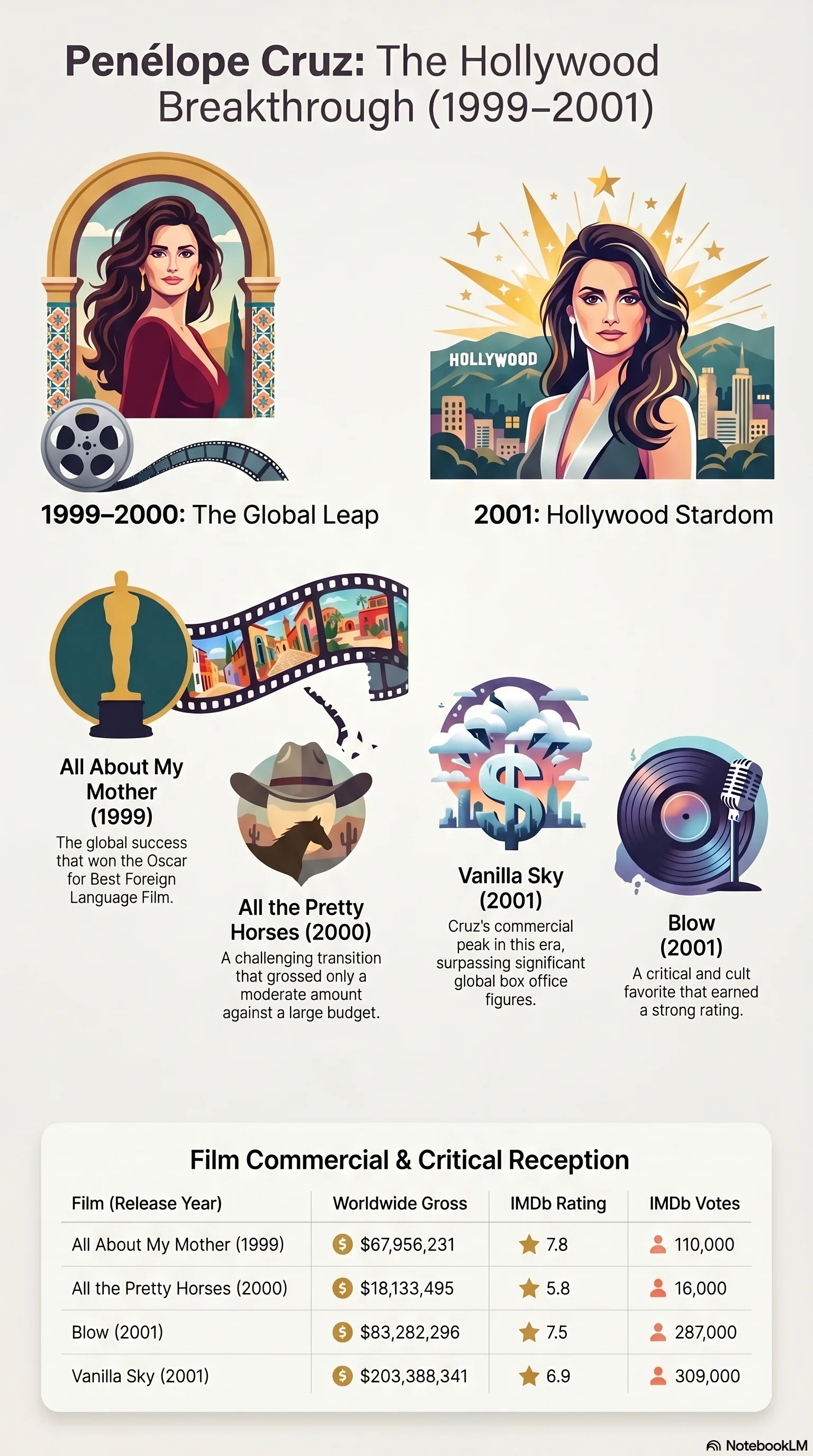 Penélope Cruz (2000) - career infographic