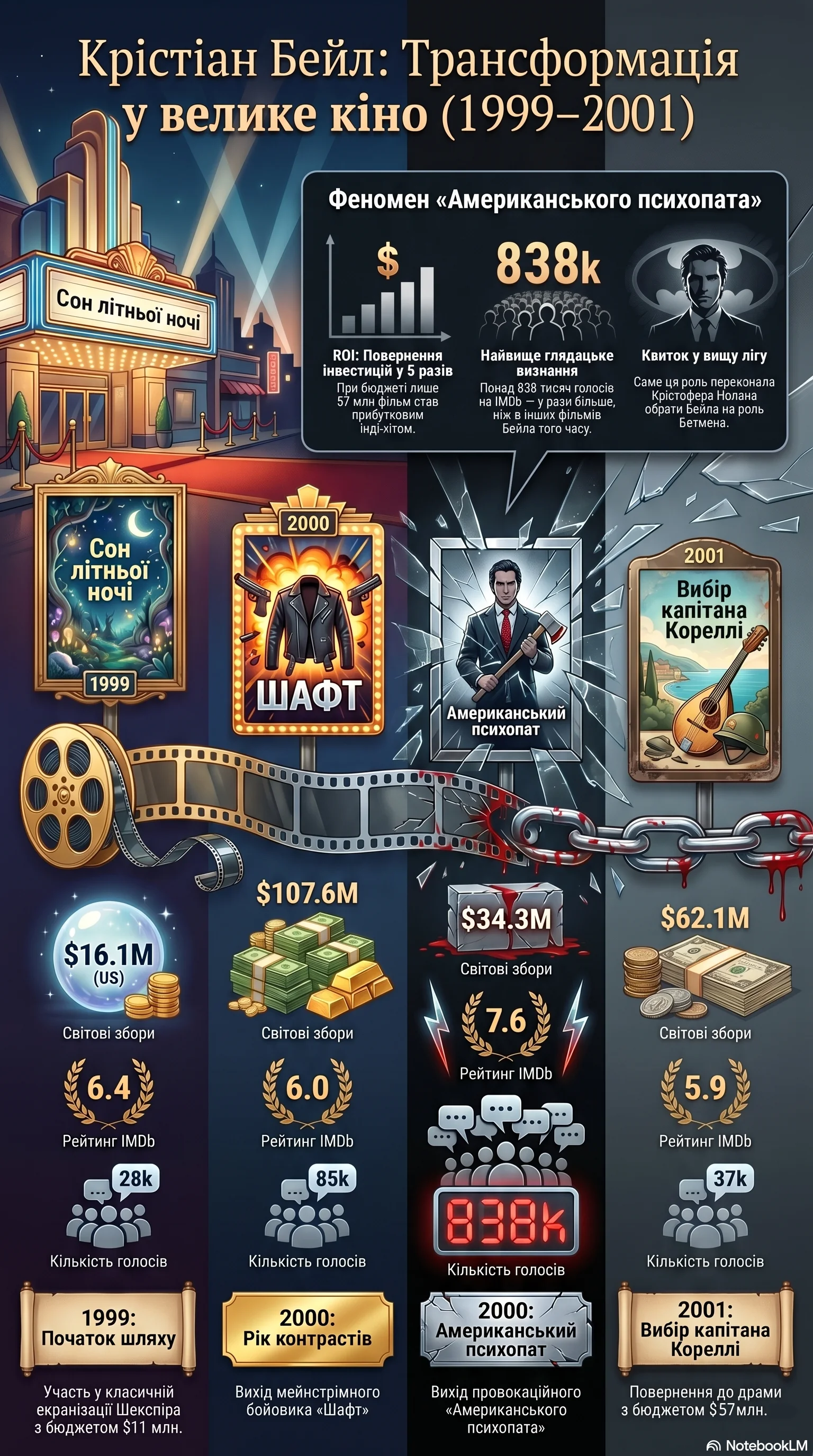 Крістіан Бейл (2000) - інфографіка кар'єри