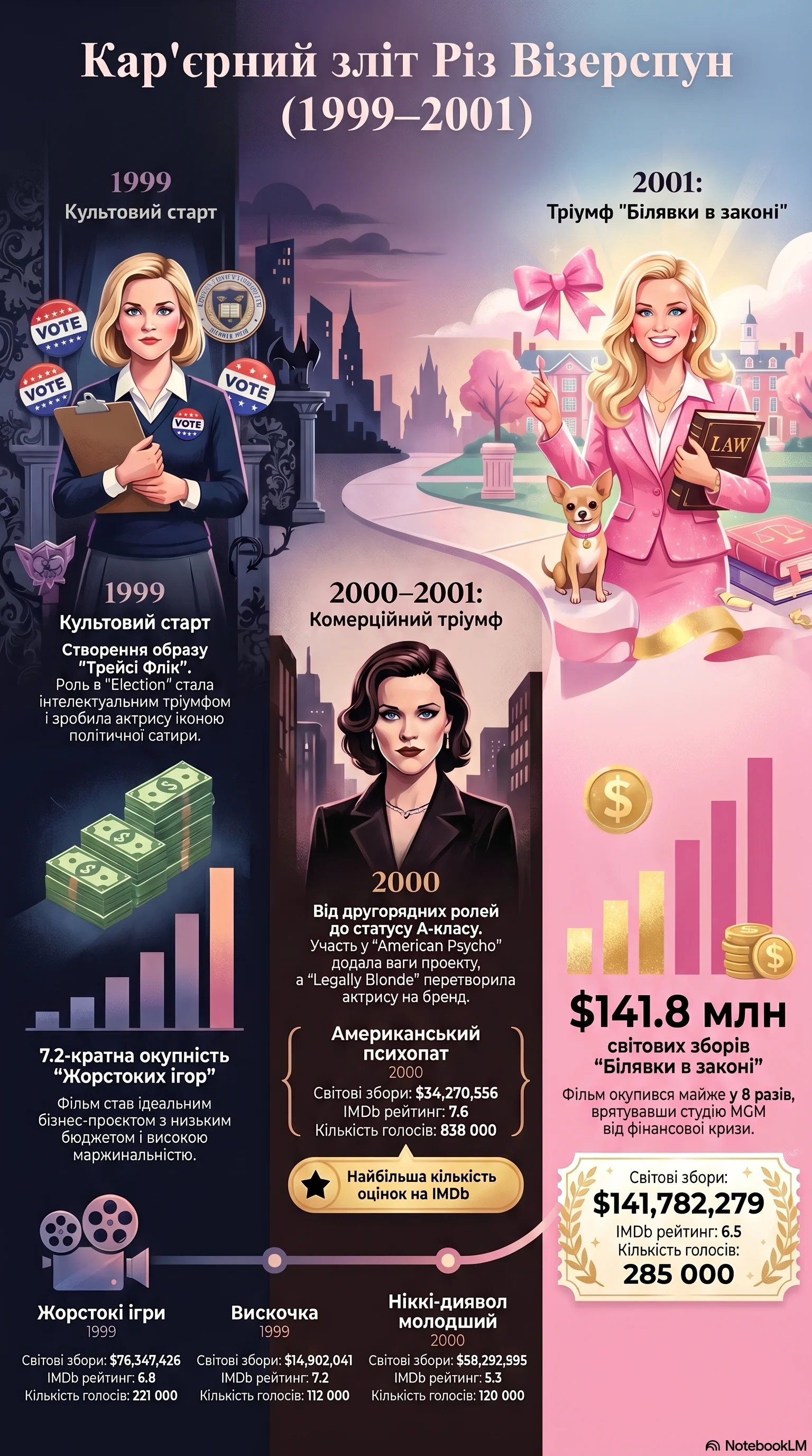 Різ Візерспун (2000) - інфографіка кар'єри