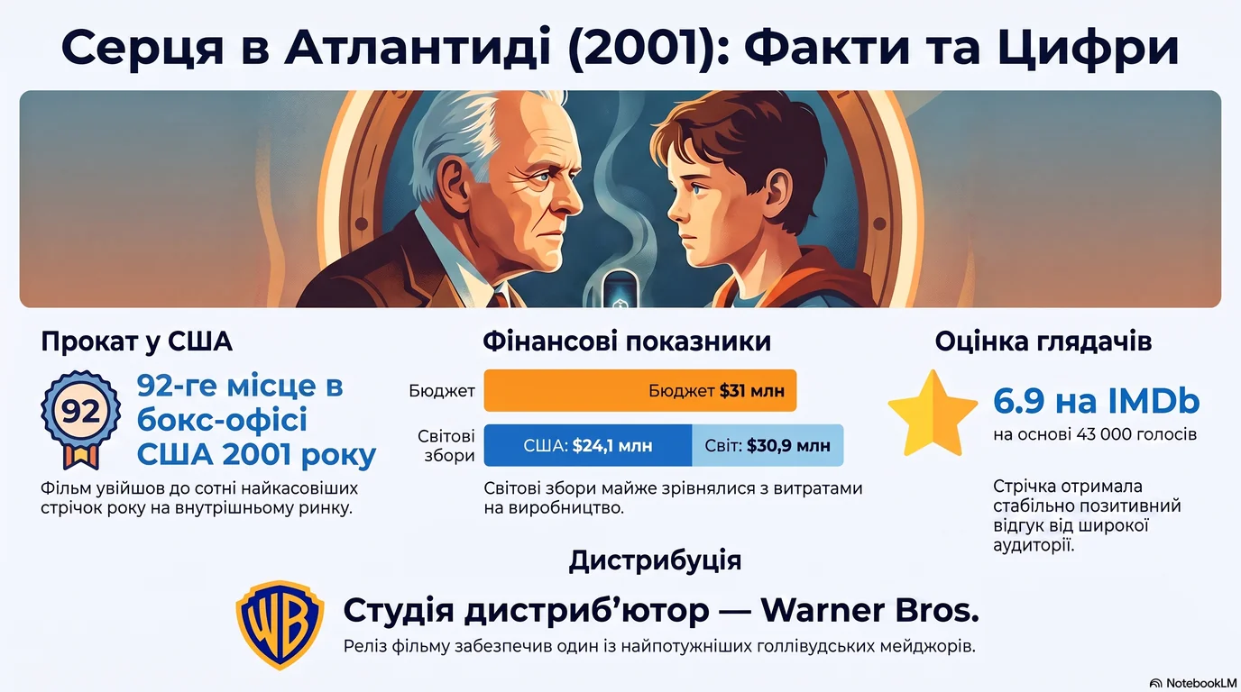 Серця в Атлантиді (2001) — Оцінки глядачів та касові збори